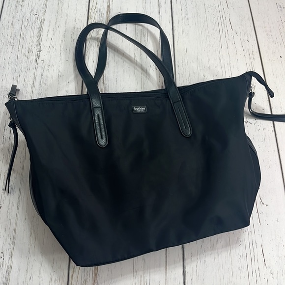 Botkier bond black tote bag zipper top vinyl outer - Picture 1 of 13